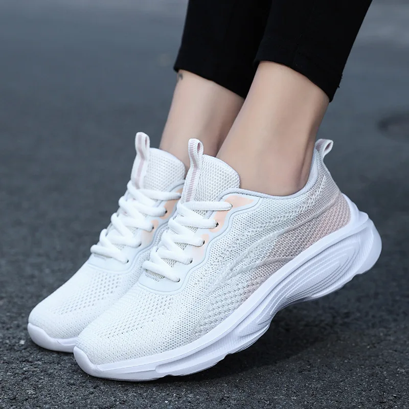 Ultra Lightweight Sneakers for Women Comfortable Breathable Casual Shoe Cotton Lace Up Outdoor Jogging Trekking Sport Footwear