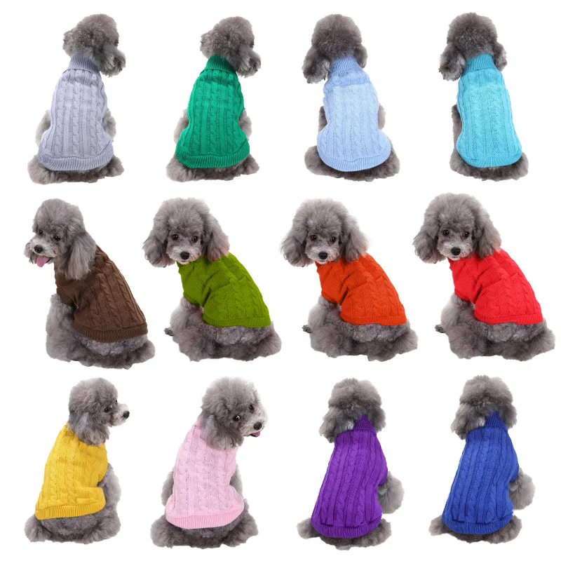 

Теплый свитер для собак, зимняя одежда, водолазка, вязаная одежда для домашних животных, кошек, щенков, костюм для маленьких собак, наряд для чихуахуа, свитеры, жилет