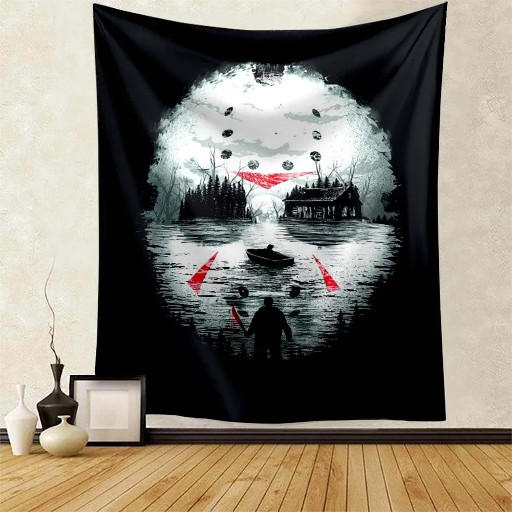 

Classic Horror Movies Vintage Poster Tapestry Pub Bar Club Home Private Cinema Wall Room Decoration Retro Sign Halloween Gift