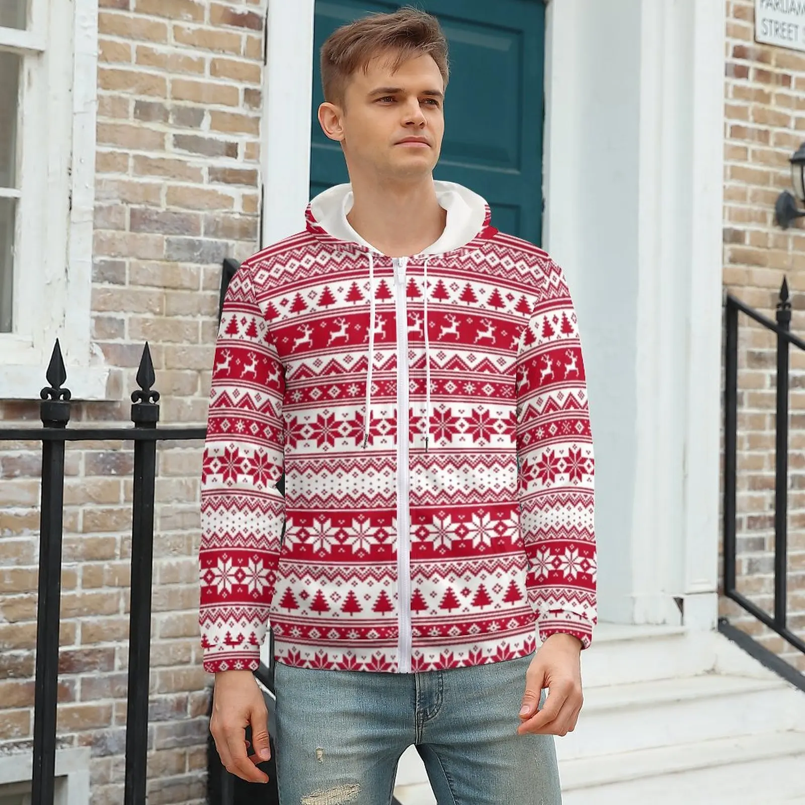 

Nordic Christmas Loose Hoodies Man Vintage Print Street Fashion Hoodie Autumn Long Sleeve Y2k Custom Tops Plus Size