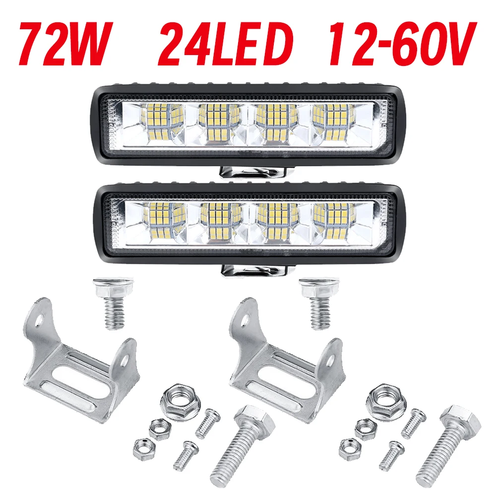 

72 Вт 24 светодиодные автомобильные рабочие фары 1/2 шт. Рабочая панель 4x4 Экскаватор 12-60 В Светодиодный комбинированный луч для внедорожного внедорожника ATV Трактор Лодка Грузовики