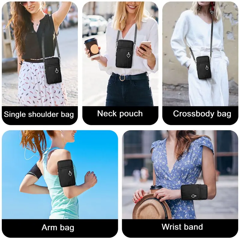 Fresh Nylon Waterproof Women's Small Crossbody Cell Phone Pouch Purse with Credit Card Slots, Adjustable Strap for Comfort.