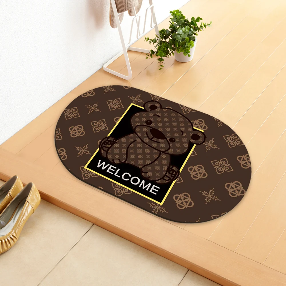 

Toilet Shower Room Bath Absorbent Anti-Slip Foot Mat Home Bathroom Rug Entrance Doormat Bathtub Kitchen Bedroom Floor Carpet