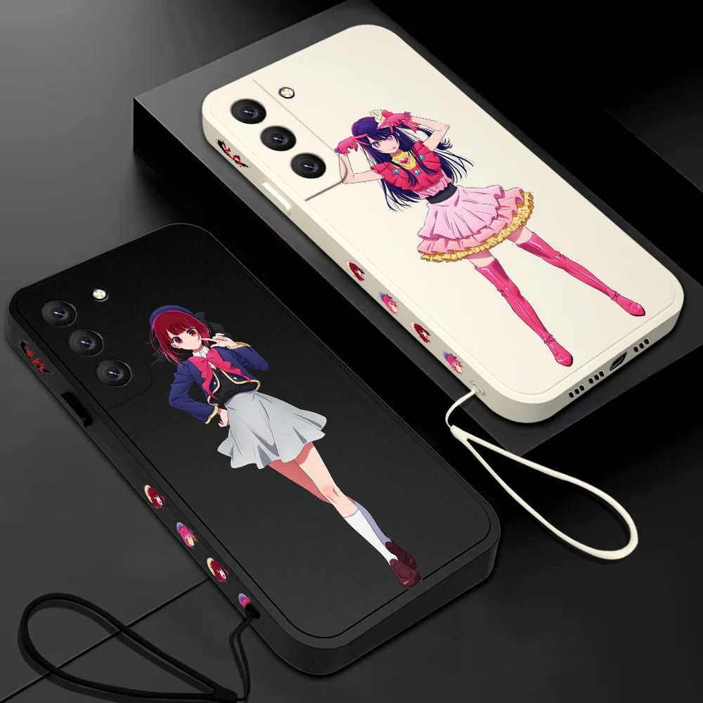 

Cartoon Oshi No Ko Phone Case For Samsung Galaxy S23 S22 S21 S20 Ultra Plus FE S10 S9 S10E Note 20 10 9 Plus With Lanyard Cover