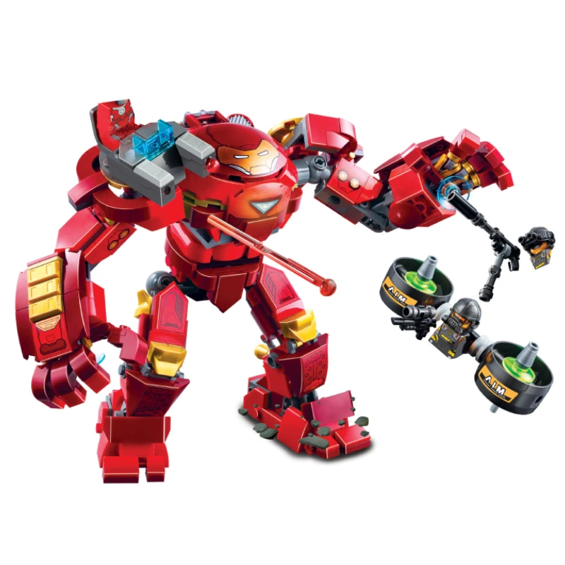 

Superhero Marvel The Avengers Lron Man Hulkbuster Mecha Building Blocks Set Classic Movie Model Brick Child Educational Toy Gift