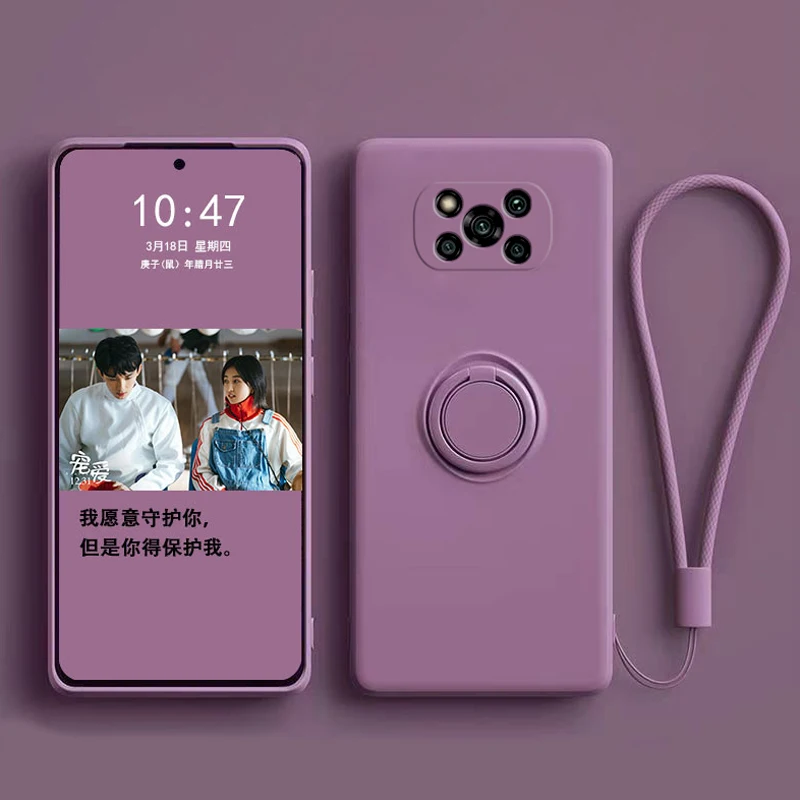 

Soft Silicone Magnetic Case For Xiaomi POCO X3 NFC F3 Redmi Note 10 9 Pro 10S 9S 9Pro 11T Full Protective Cover With Ring Holder