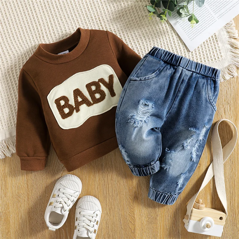 Комплект из 2 предметов для маленьких девочек и мальчиков пуловер с длинным