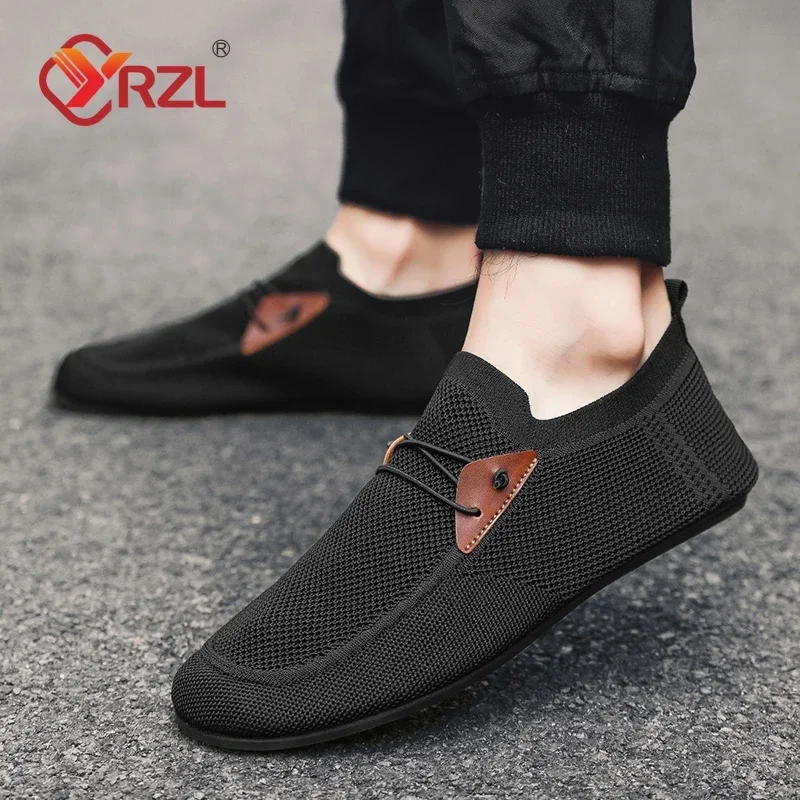 YRZL Mesh Loafers Men Driving Moccasins Thin Bottom Flats Walking Shoes Breathable Non Slip Casual on Mens