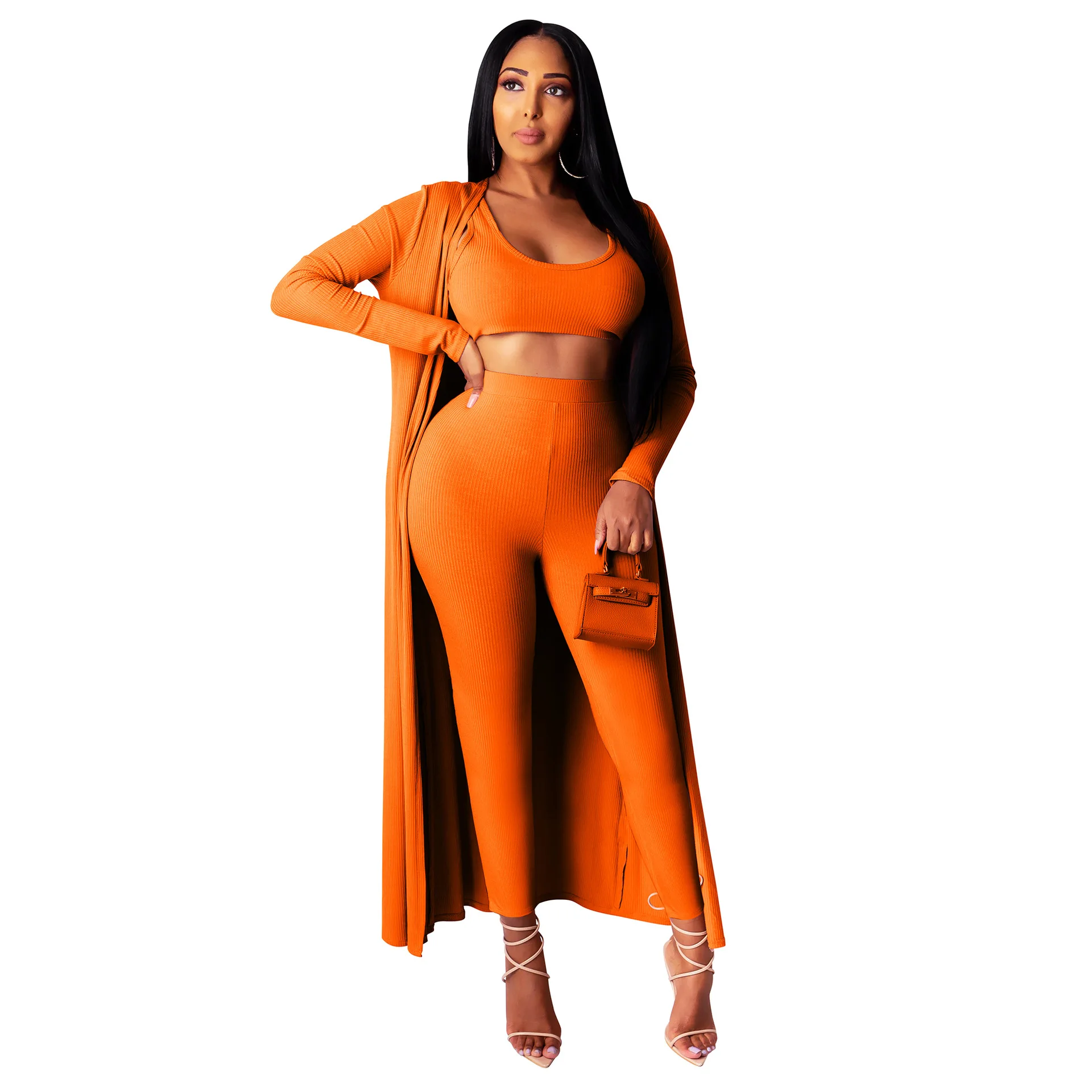 

DEARIRIS Women's Fashion Sports Home Robe Coat Three-piece Suit