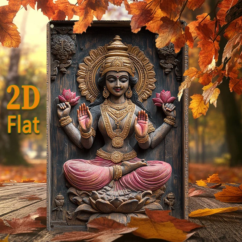 2D алюминиевый знак металлический красивый настенный рисунок Lakshmi для обогащения