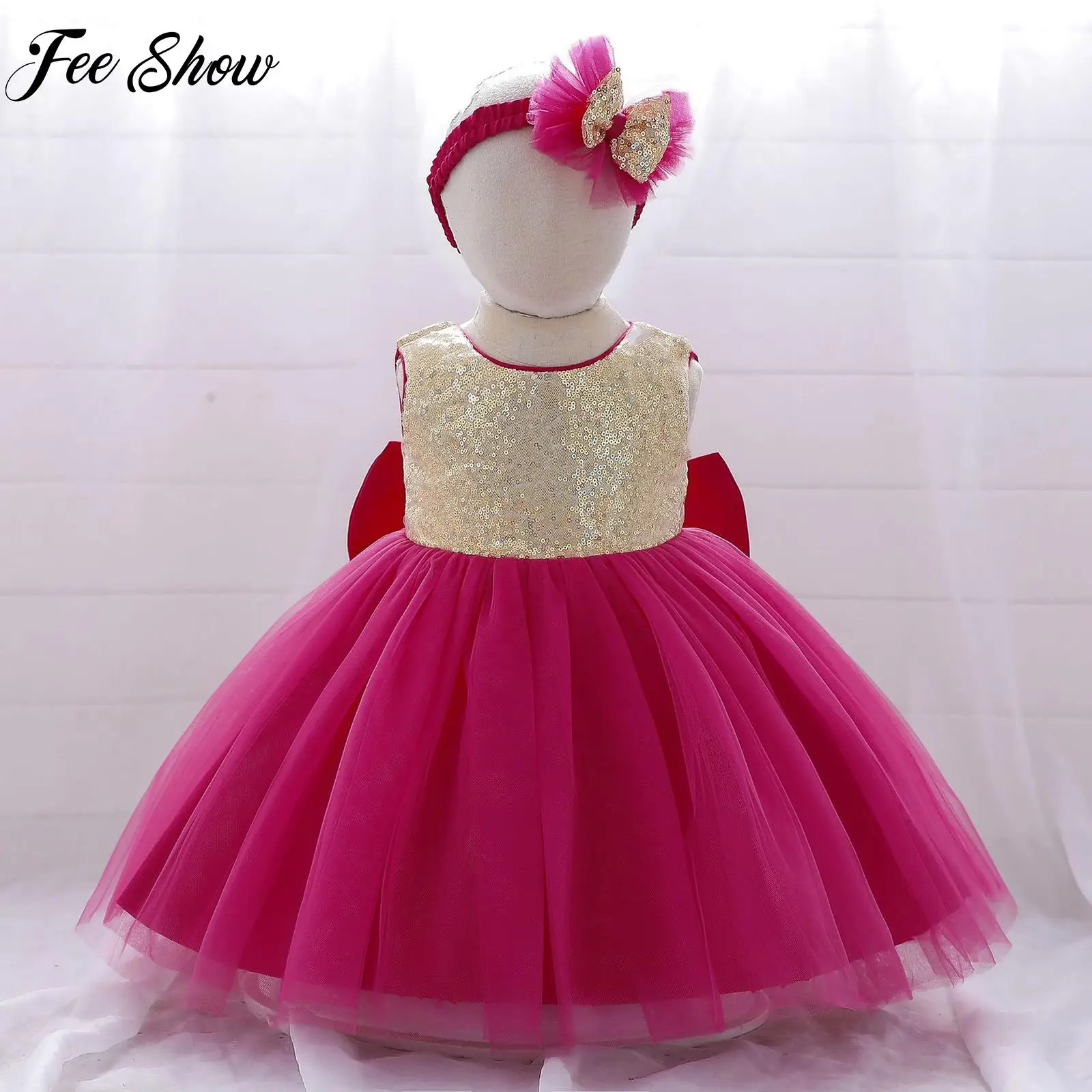 

Toddler Baby Girl Dress Big Bow Baptism Dress for Girls First Year Birthday Party Wedding Dress Baby Clothes Tutu Fluffy Gown