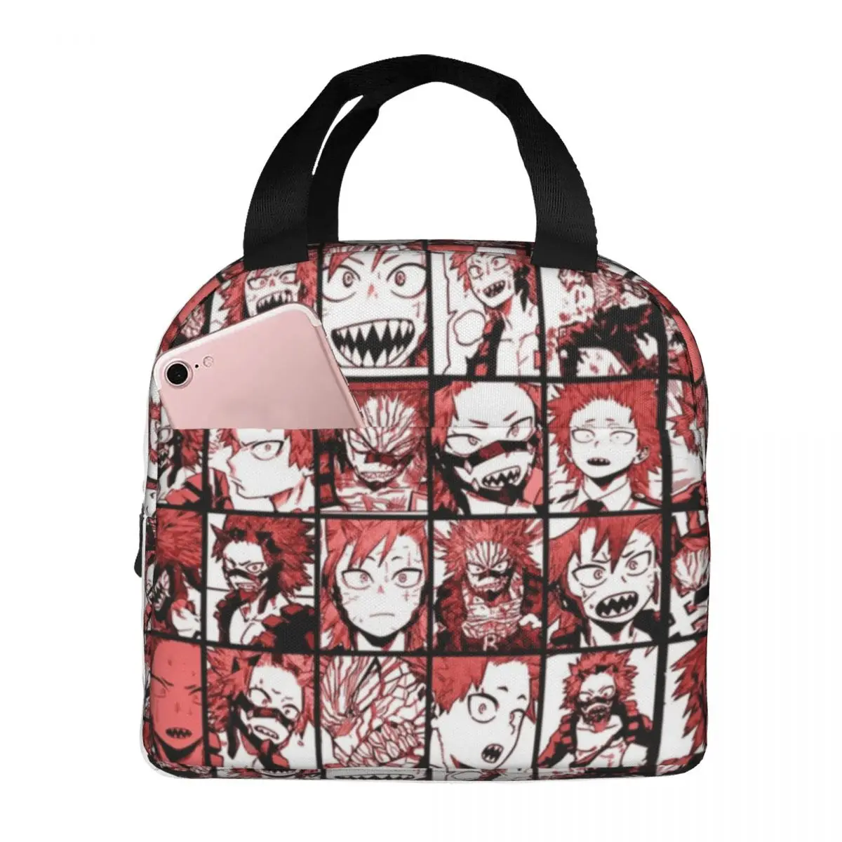 My Hero Academia BNHA Kirishima Collage Lunch Bag Portable Insulated Oxford Cooler Bag Thermal Cold Food Picnic Lunch Box