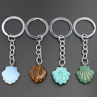 new fashion simple shell shaped key ring irregular natural stone keychain pendants diy jewelry gifts party small accessories 1pc