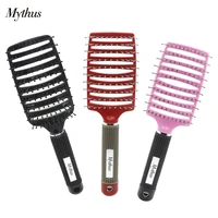 hot selling detangle hairbrush wet curl salon hair brush in 6 colors wig hair styling brush with rubber handle hairdressing tool