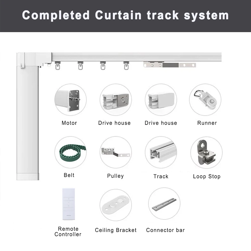 Tuya Wifi Zigbee Electric AI Curtain Support Alexa Google Alice Voice Control Smart Home System Motor Rail Custom Track Size Set images - 6