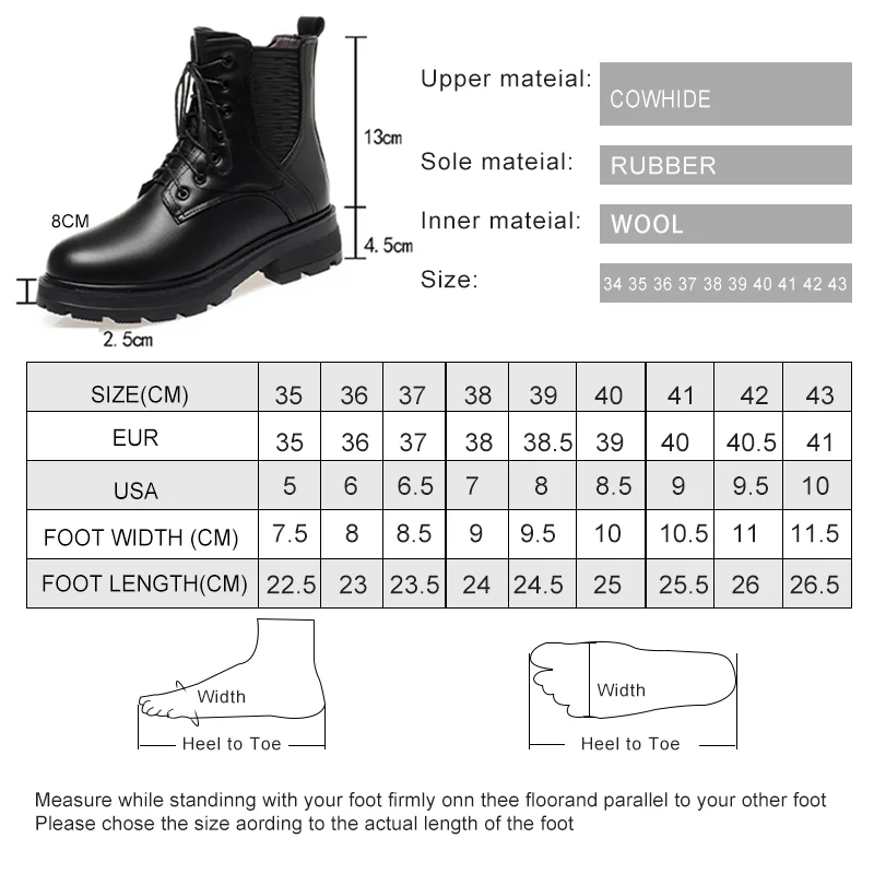 AIYUQI Women Winter Boots Large Size Non-slip 2023 New Genuine Leather Women's Motorcycle Boots Wool Warm Women Snow Boots