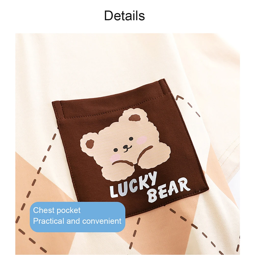 Couple Cartoon Bear Print Sleepwear Women's Summer Cotton Suit Men Casual Short Sleeve Pajama Elastic Shorts Soft Home Clothes