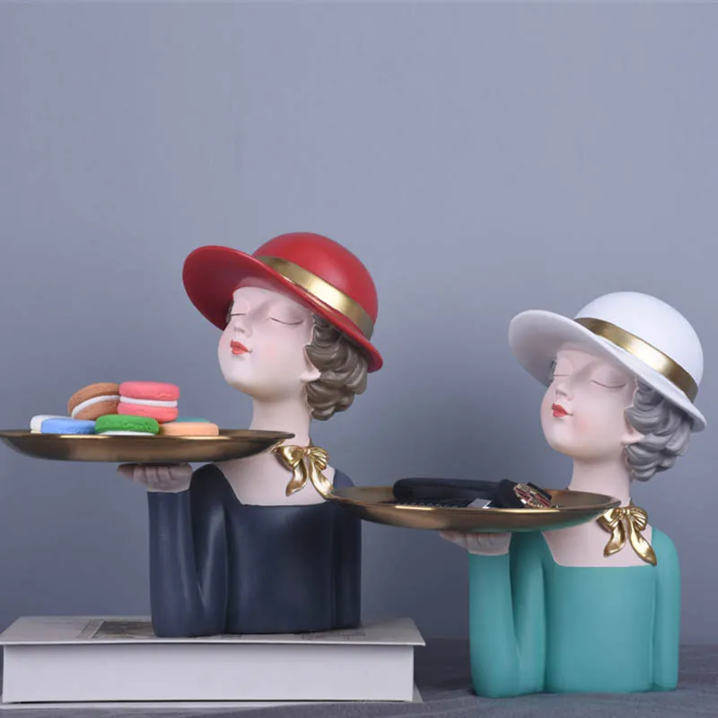 

Скандинавский поднос для дома, украшения, современная статуя из смолы для девушек, Настольная скульптура для хранения, украшения, подарок н...