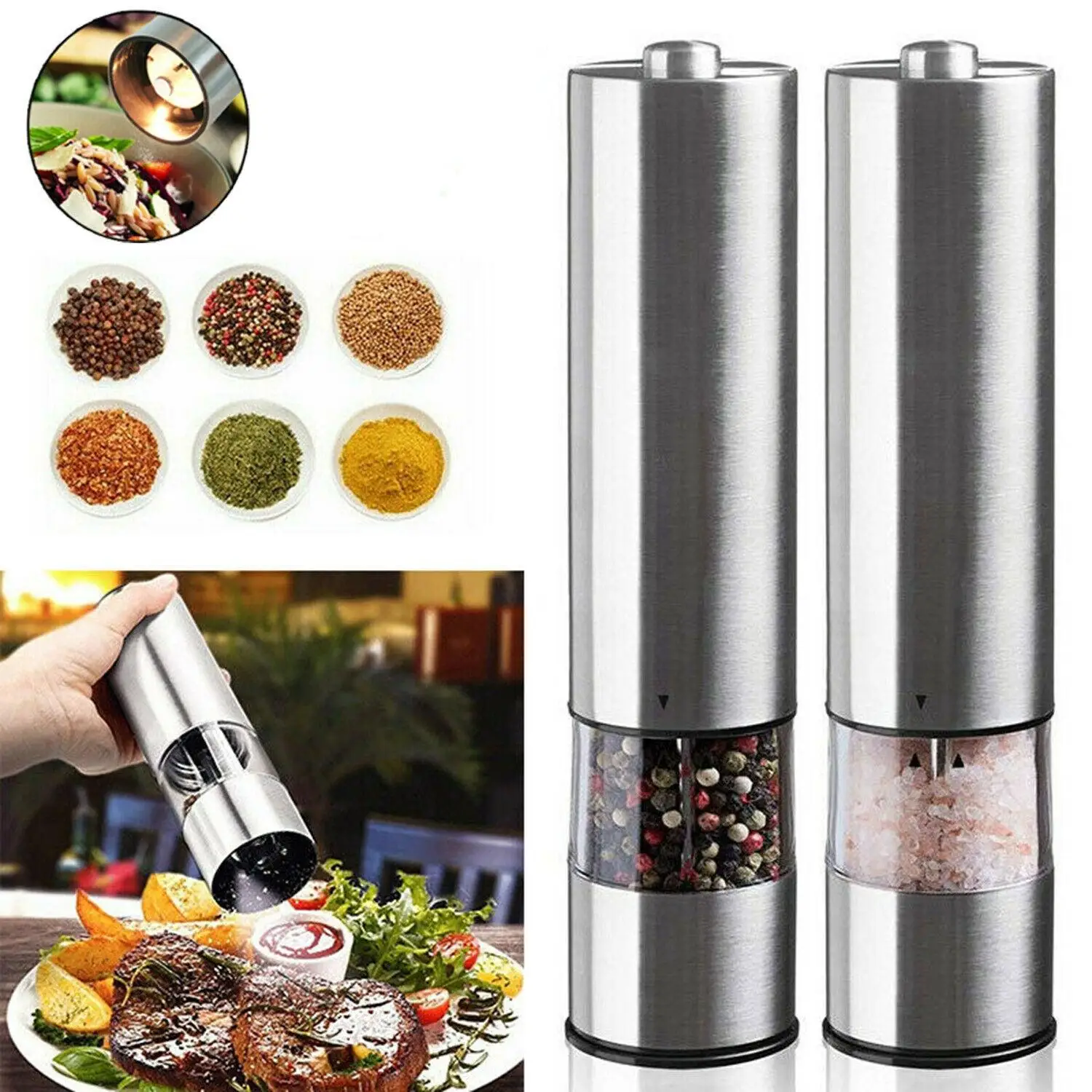

1pc Electric Black Pepper Grinder Sesame Grinder Pepper Seasoning Jar Kitchen Supplies
