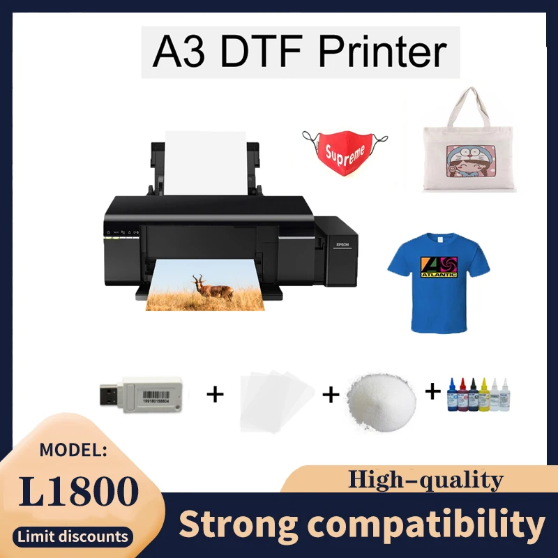 For Epson L1800 A3 DTF Printer White Ink DTF Printer Heat Transfer PET Film DTF Printer Transfer Film Printing DIY Transfer 1800