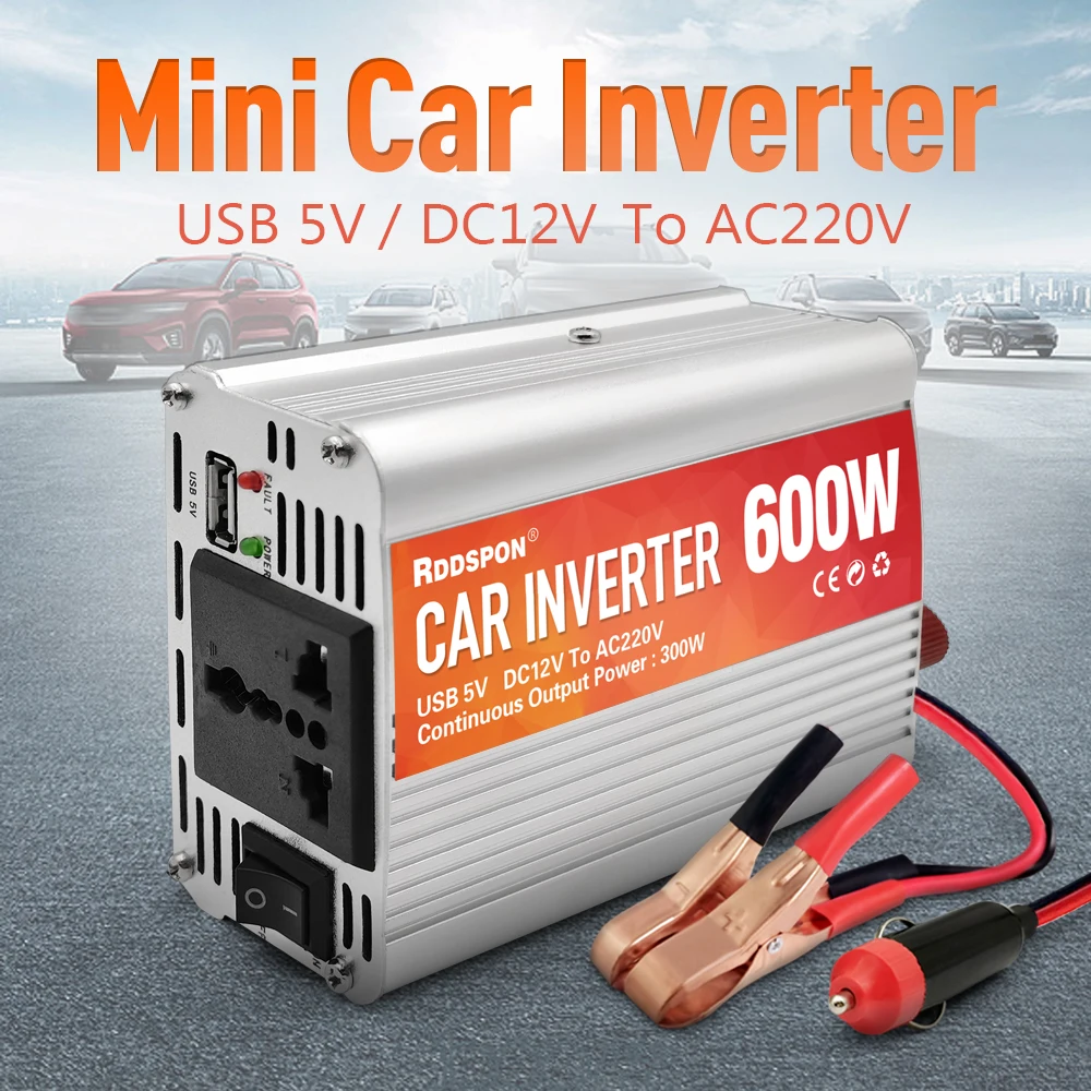 

Mini Car Inverter 200W 400W 600W Modified Sine Wave Power Inverter DC 12V To AC 220V 50Hz With USB Charger Transformer Converter