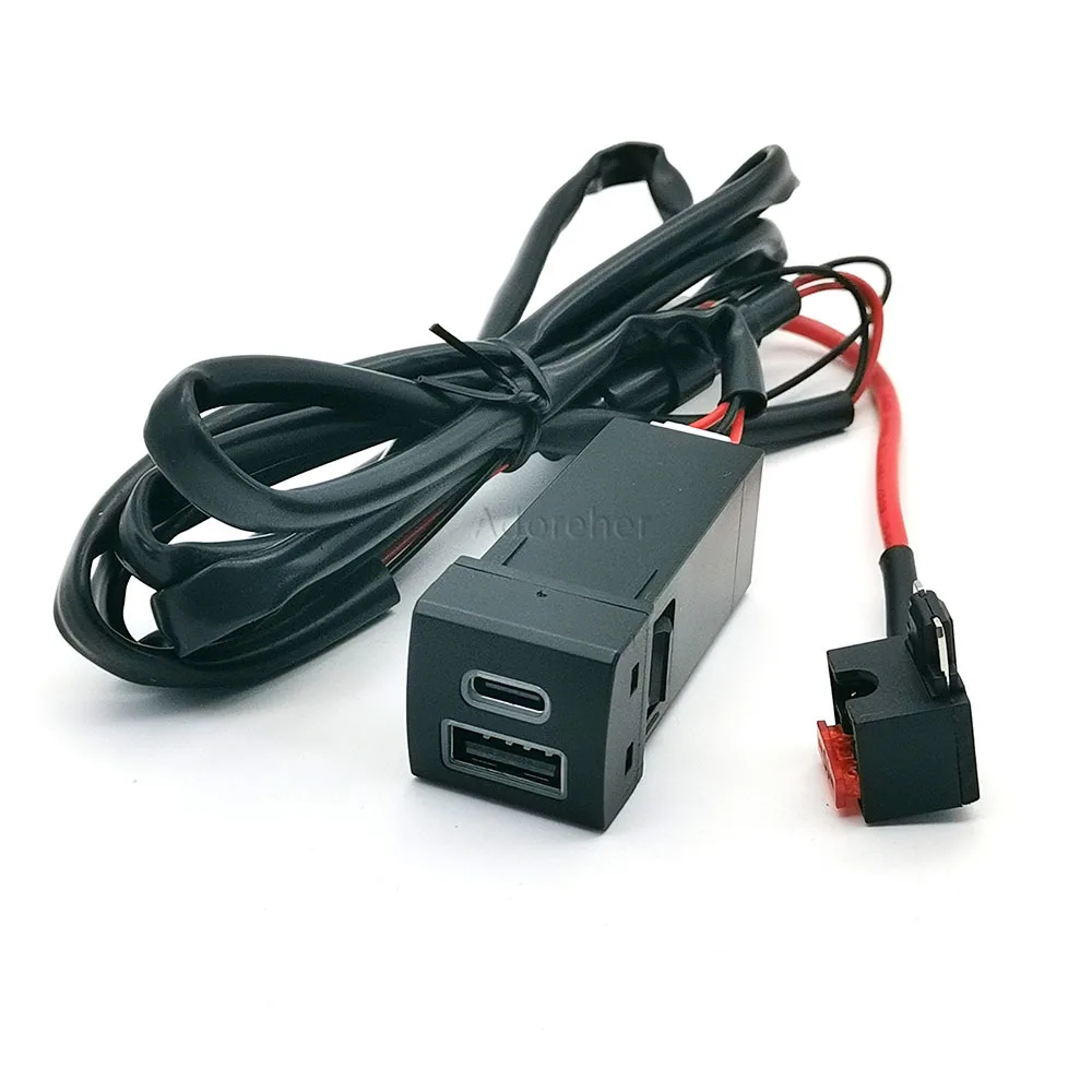 Фото Автомобильное зарядное устройство с двумя портами USB QC3.0 Type-C PD для Toyota Land Cruiser Prado 150 Rav4 Camry Corolla 18-22 №5