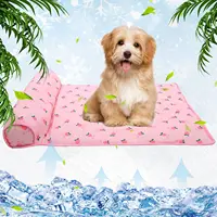 Dog cooling pad for sleeping, washable summer cat bed with pillow, small and medium-sized dog mattress, ice silk cool anti-skid