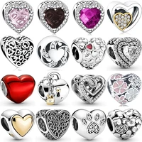 diy pendants beads for jewelry making bracelets charms pandora accessories women flower heart paw lock silver plated gold color