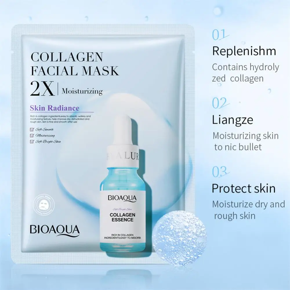 

2 Pcs Centella Asiatica Facial Mask Sheets Collagen Oil-Control Moisturizing Hyaluronic Acid Whitening Face Skin Care TSLM1