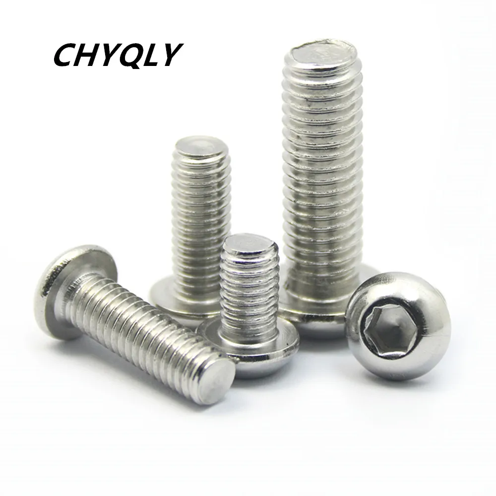 

304 Stainless Steel M8*10 12 14 16-120mm M10*12 16 20 25-150mm Half Round Head Hexagon Socket Screw Bolt