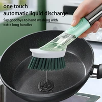 dish pot brush dispenser handle brushes abs stainless steel portable multifunctional cleaning tool household supplies pan brush