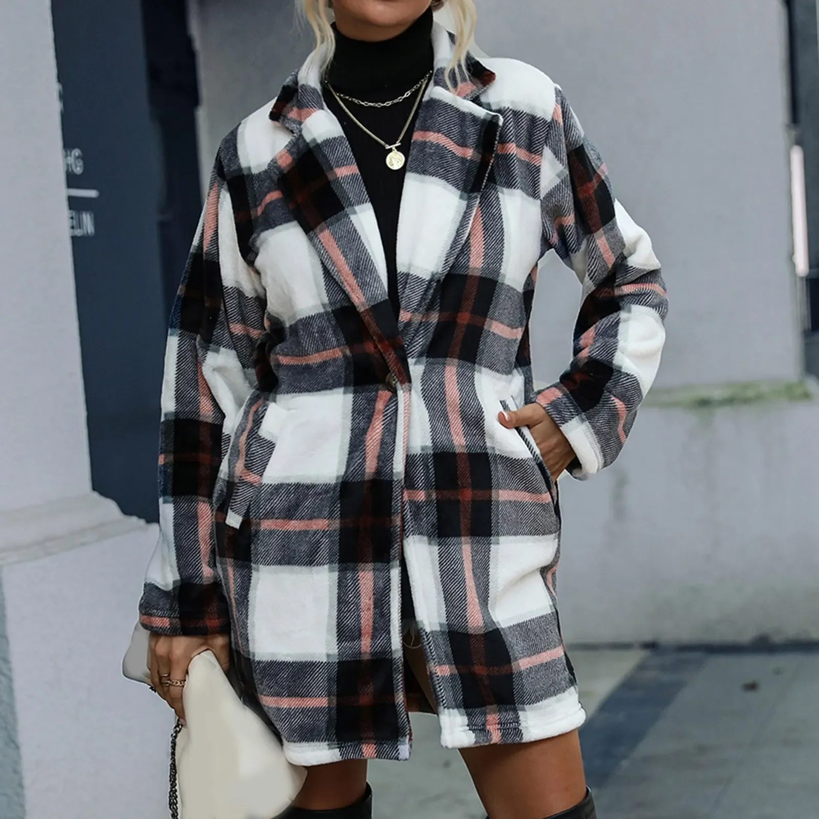 

Женский качественный кардиган с длинным рукавом и V-образным вырезом, длинный отворот, теплый пуховик хорька