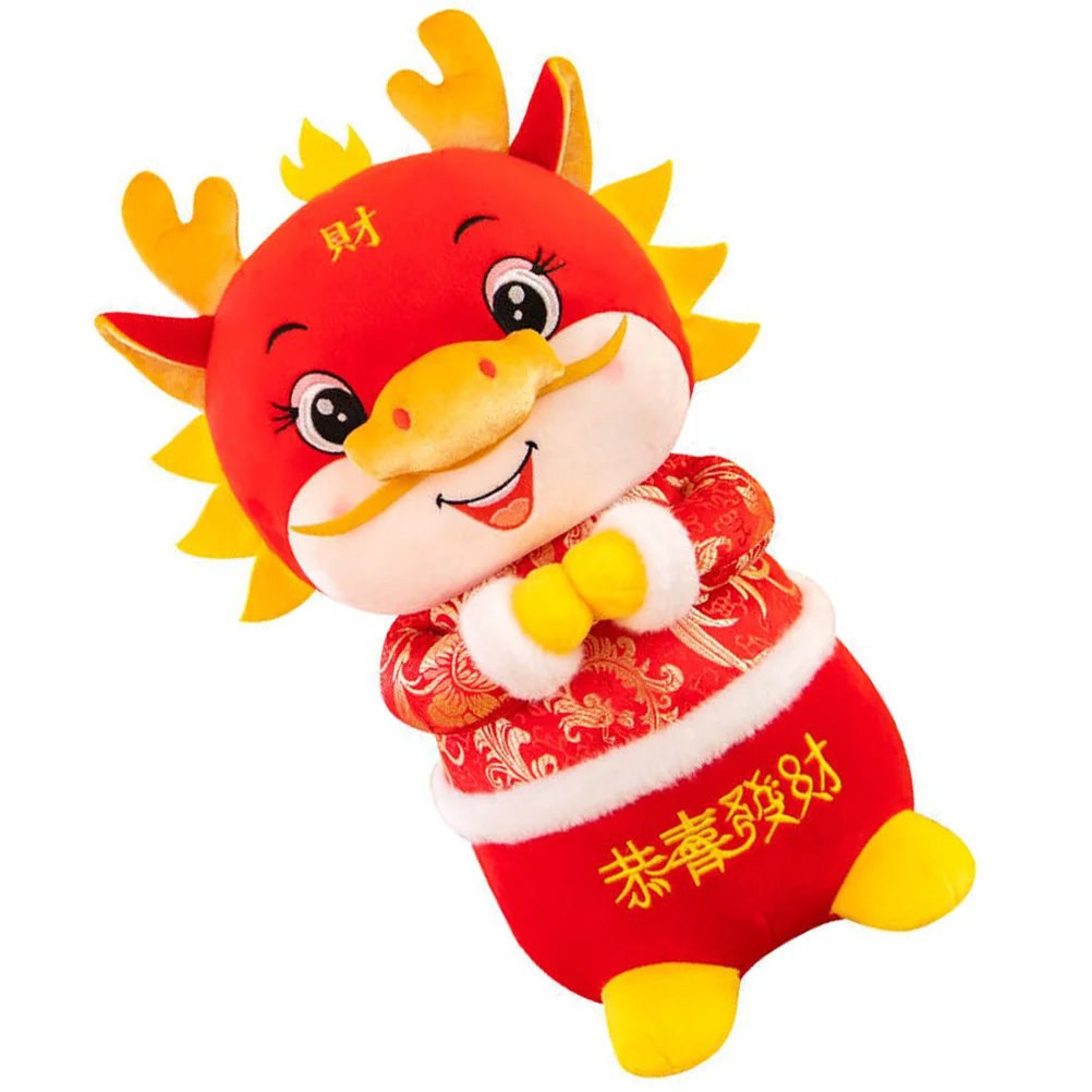 

Zodiac Dragon Plush Stuffed Animals Chinese New Year Plaything Decor Back Pillow