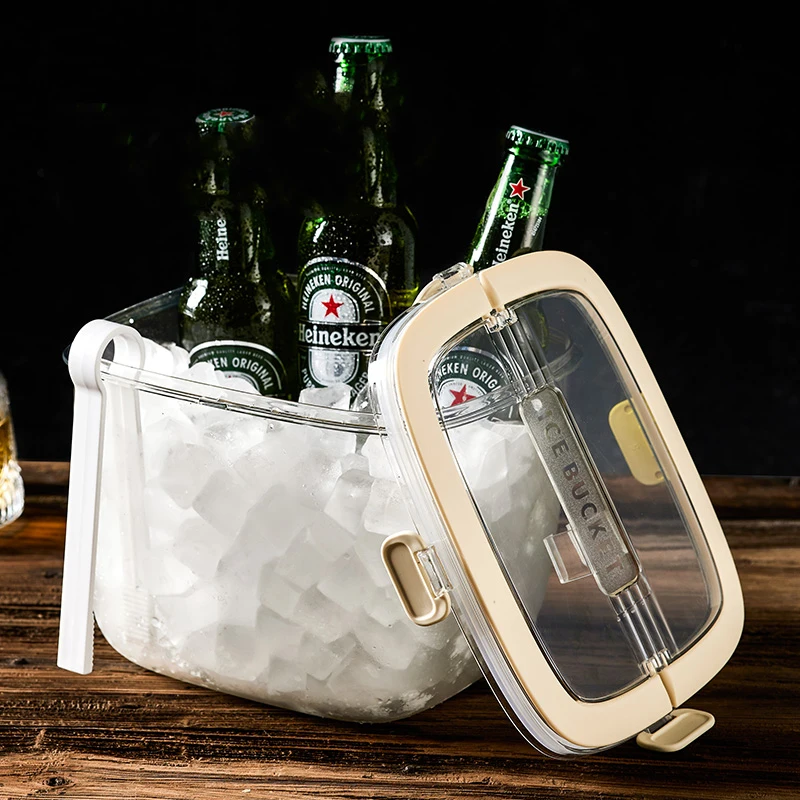 

With Ice Clip Durable Clear Portable Ice Bucket for Freezer Cocktail Party Bars Beach BBQ Night Supplies Home Bar Accessories