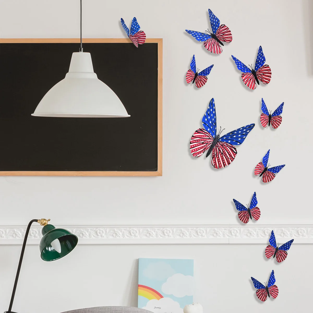 

A set of 10 blue and red butterfly wall stickers, living room room decoration wall stickers, self-adhesive wholesale wall sticke