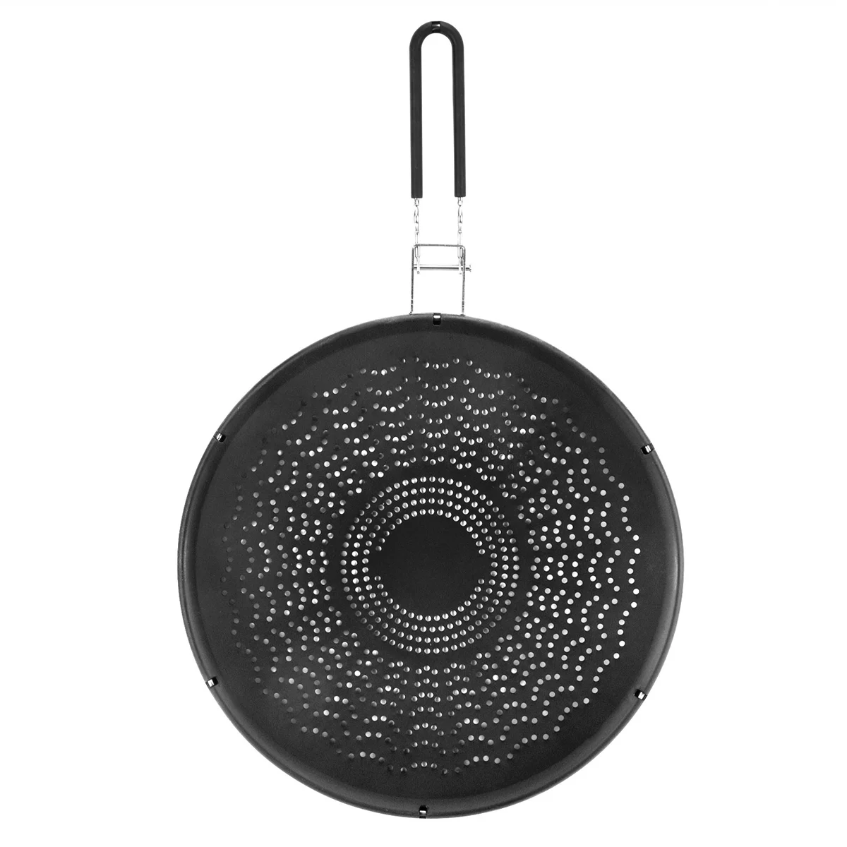 

13 Inch Silicone Splatter Screen - Pan Cover with Folding Handle,Heat Resistant Oil Splash Guard,Heat Insulation Black