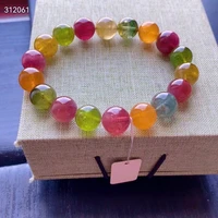 genuine natural colorful tourmaline quartz bracelet 11 5mm clear round beads women men rainbow tourmaline stone aaaaaa