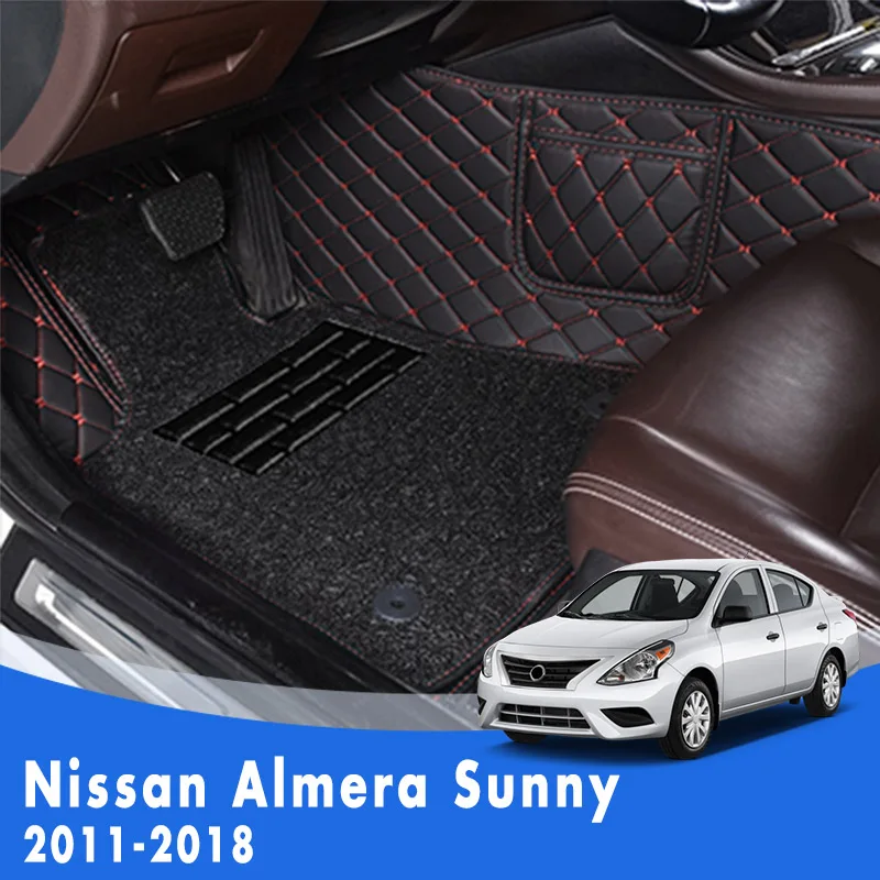 

LHD Роскошные двухслойные коврики с проволочной петлей, автомобильные коврики для Nissan Almera Sunny, Versa 2018 2017 2016 2015 2014 2013 2012 2011