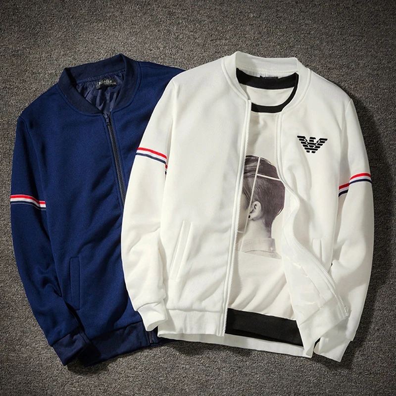 

New Male Spring / Fall Luxury Printed Coat Fashion Zipper Jacket Man Streetwear Parker Baseball Uniform Stand Collar Windbreaker