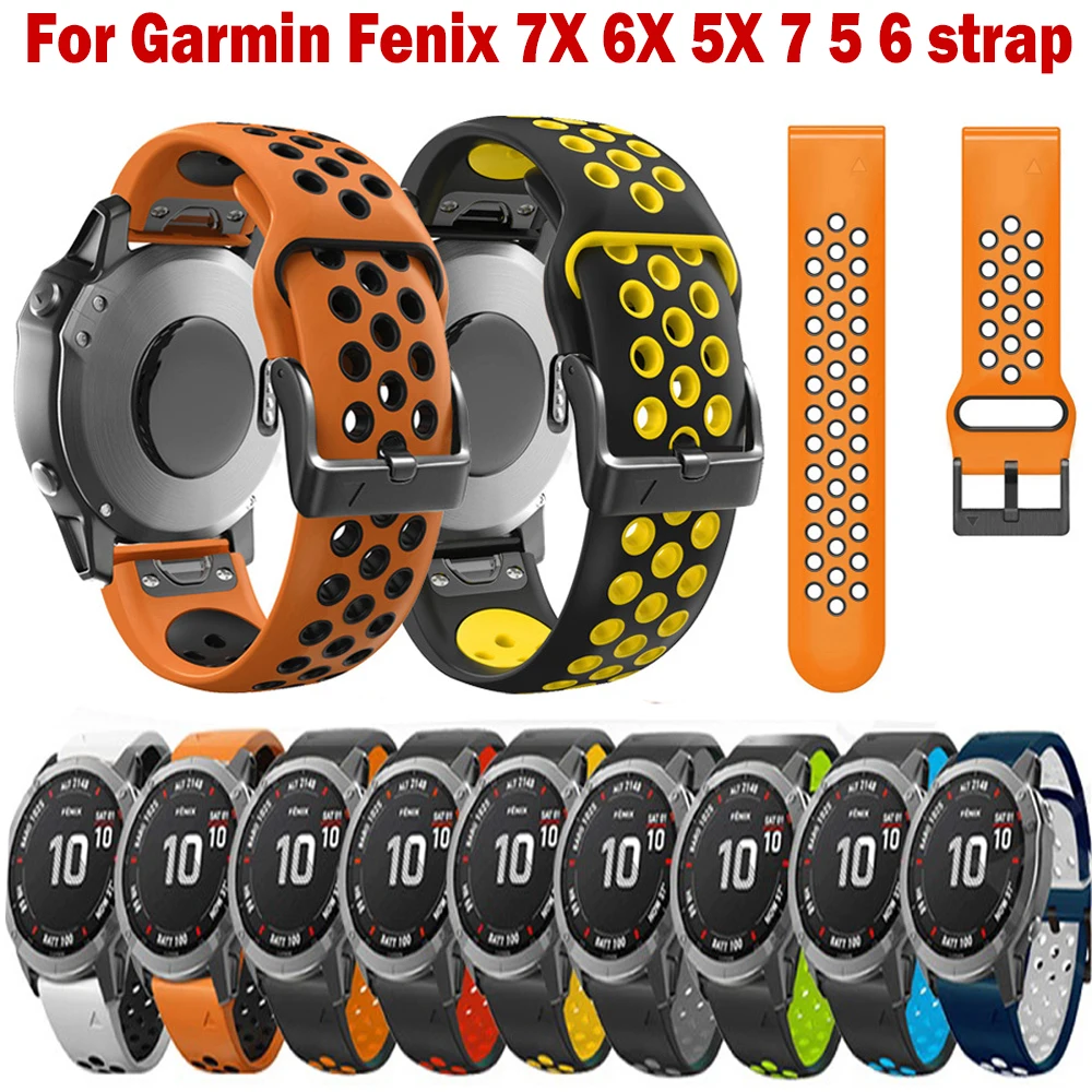 

26mm 22mm Silicone Quick Release Strap for Garmin Fenix 6X 6 6 Pro 5 5X 5 Plus 3 hr forerunner 935 945 Fenix 7X 7 Strap Bracelet