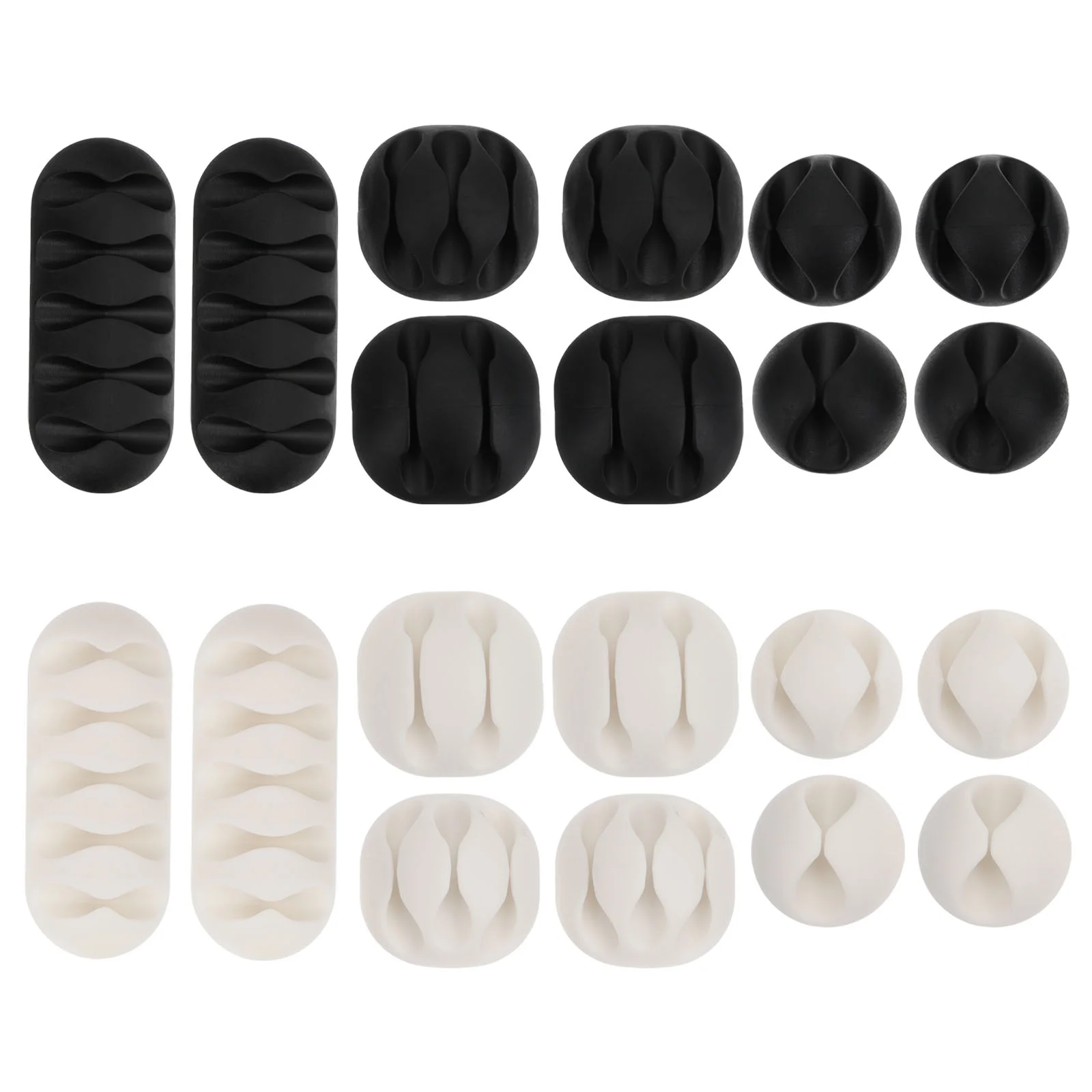 

20 Pcs Desk Top Organizer 7-Bit Hub Tie Wire Holder Line Card Clips White Cable Self Adhesive Cord