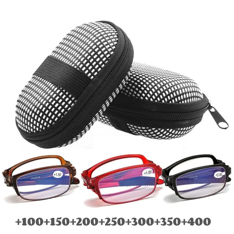 

Vintage Portable Ultralight Folding Reading Glasses with Box TR Frame Anti-blue Light Eyeglasses Men Women Presbyopia Eyewear