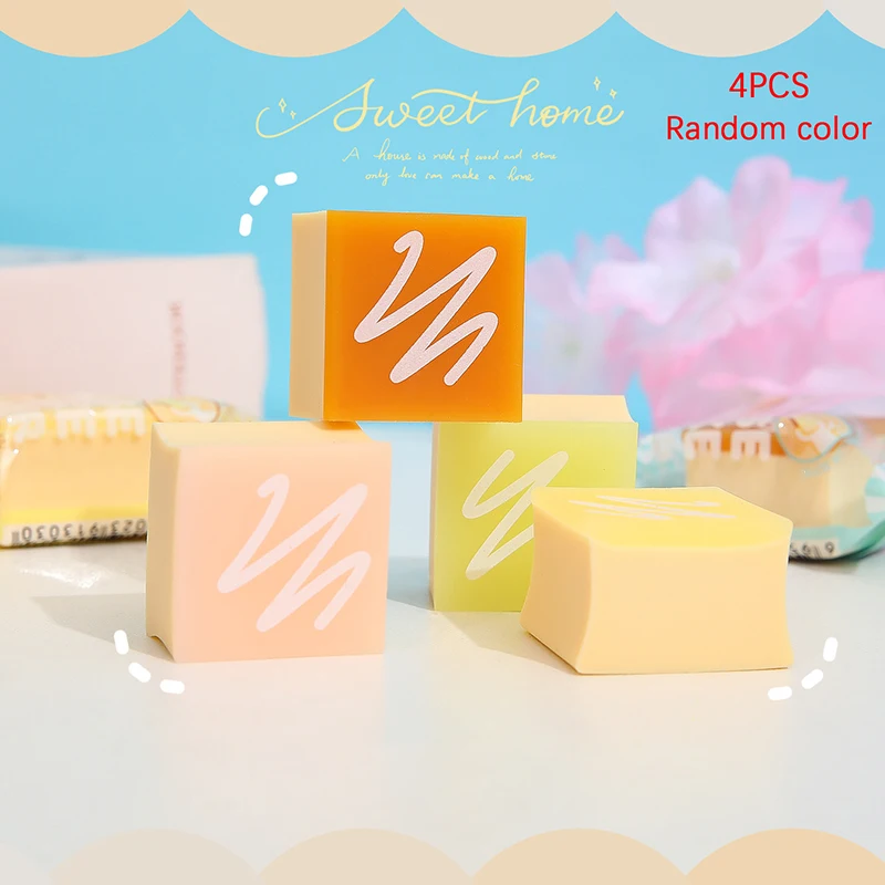 

4Pcs Cheese Cake Double Layer Modeling Eraser Cute Eraser For Kids Stationery Kid Gift Toy Exam Error Correction Eraser[Random]
