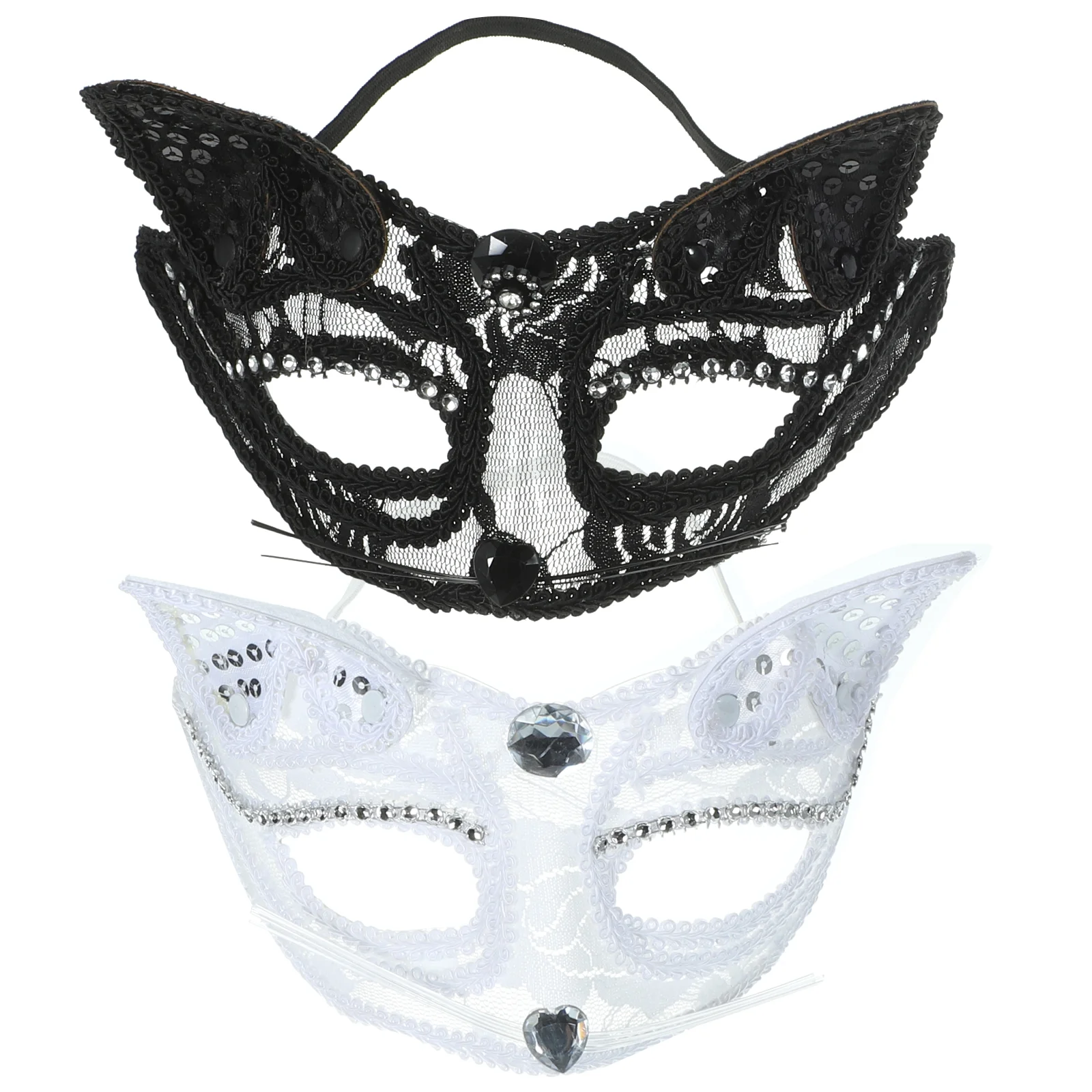 

2 Pcs Clothing Items Halloween Costumes Supplies Cosplay Face Mask Party Cat Masks For Masquerade Plastic Fancy Dress