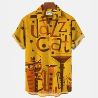 hawaii vintage mens shirt casual short sleeved shirt loose breathable neutral music summer fashion 3d 2022