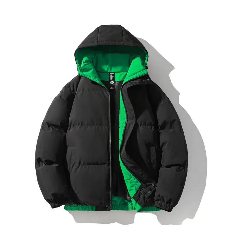 Хлопковое пальто с цветными блоками для мужчин зимняя теплая утолщенная