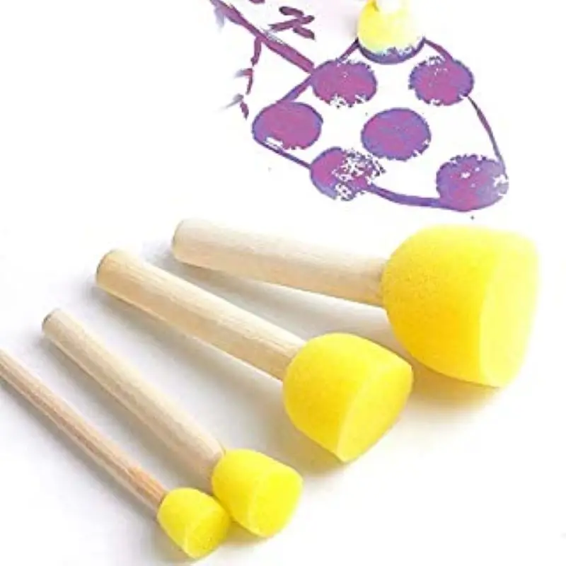 

set,5Sponge foam brush Sponge brush with wooden handle for children, 4 blades, sponge for art painting, diy toy materials diy s