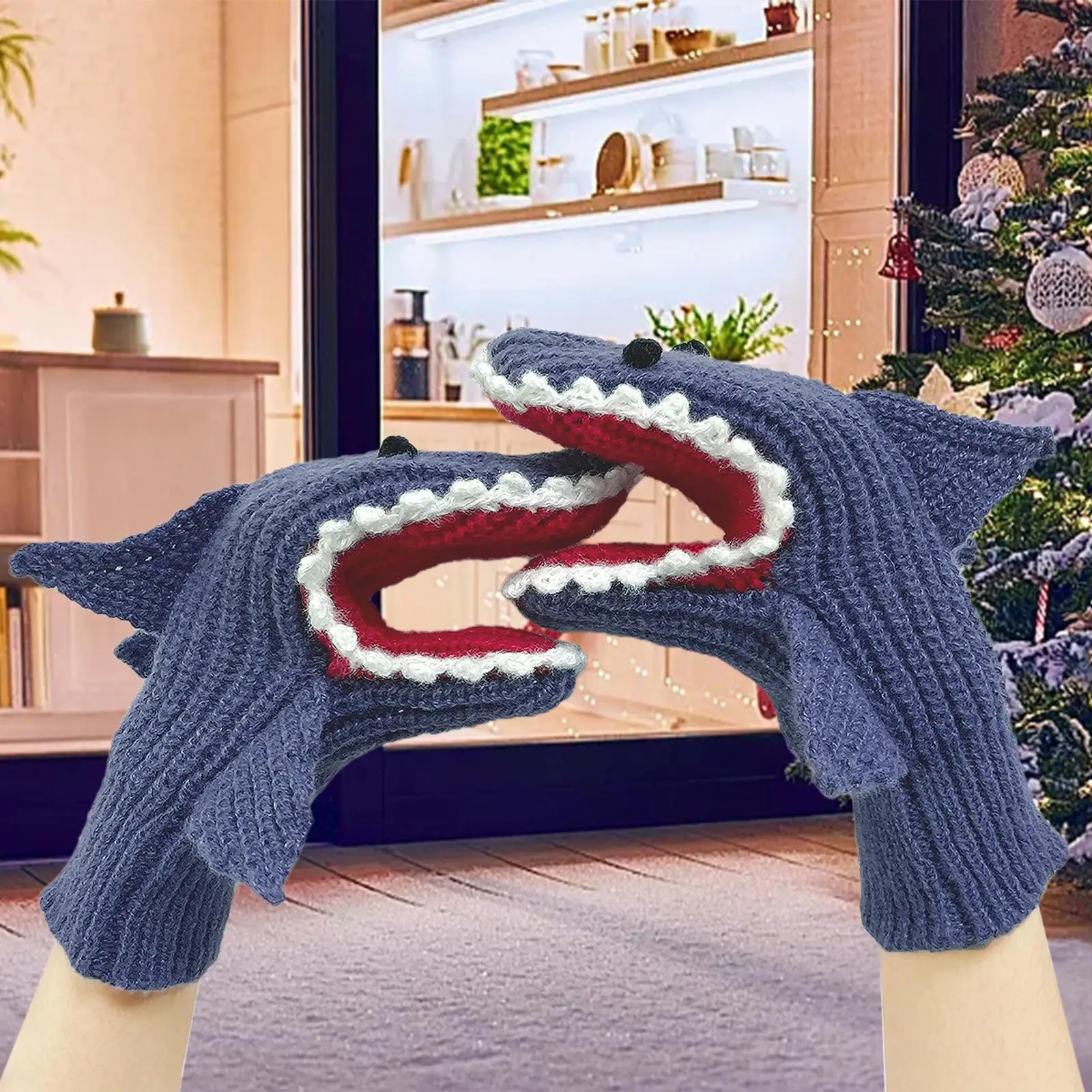 Зимние перчатки для взрослых мальчиков и девочек эластичные манжеты в виде акулы