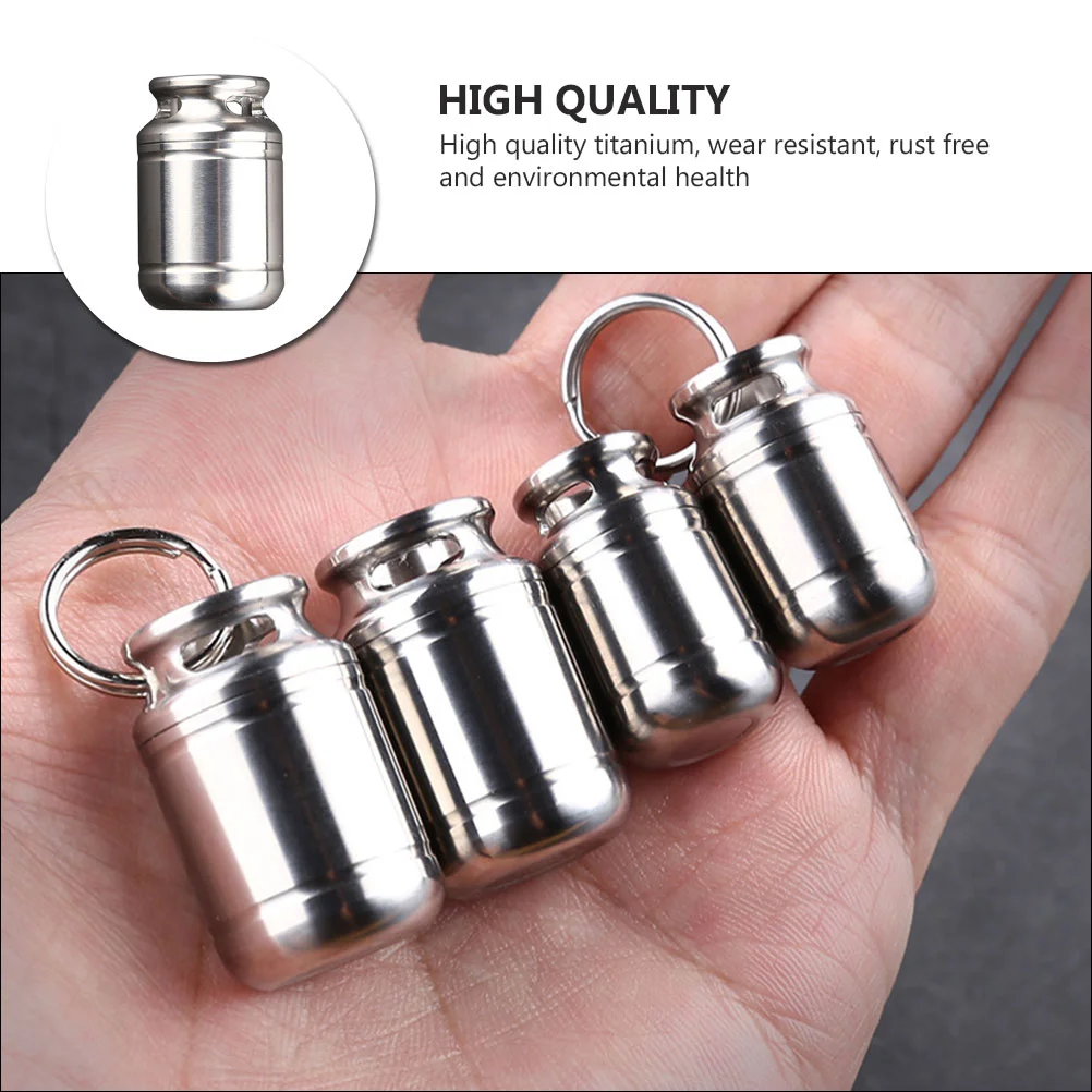 

1 Piece Bottle Case Keychain Portable Storage Titanium Alloy Holder for Outdoor Travel ( Large )
