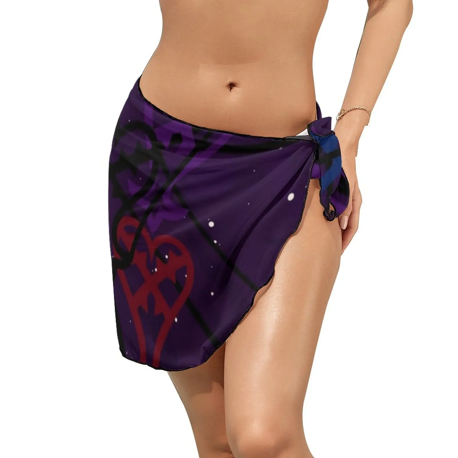 Kingdom Hearts Heartless Beach Bikini Cover Up Space Knottage Chiffon Cover-Ups Summer Wrap Scarf Swimwear Print Swimsuit Cover